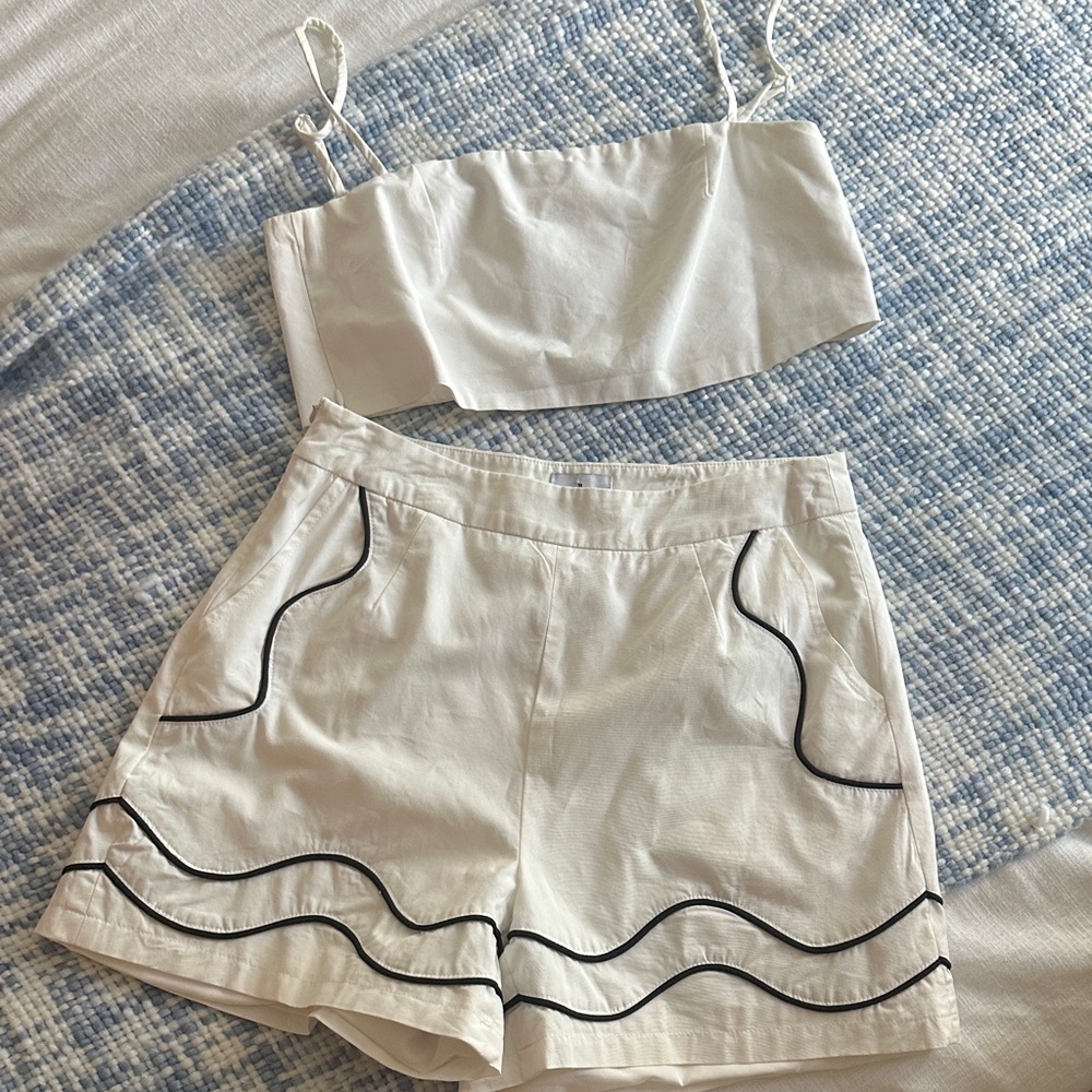 Chic White Shorts Set with Black Accents